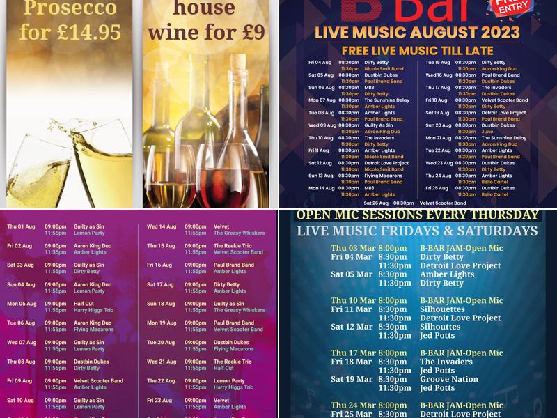 B Bar Edinburgh Menu