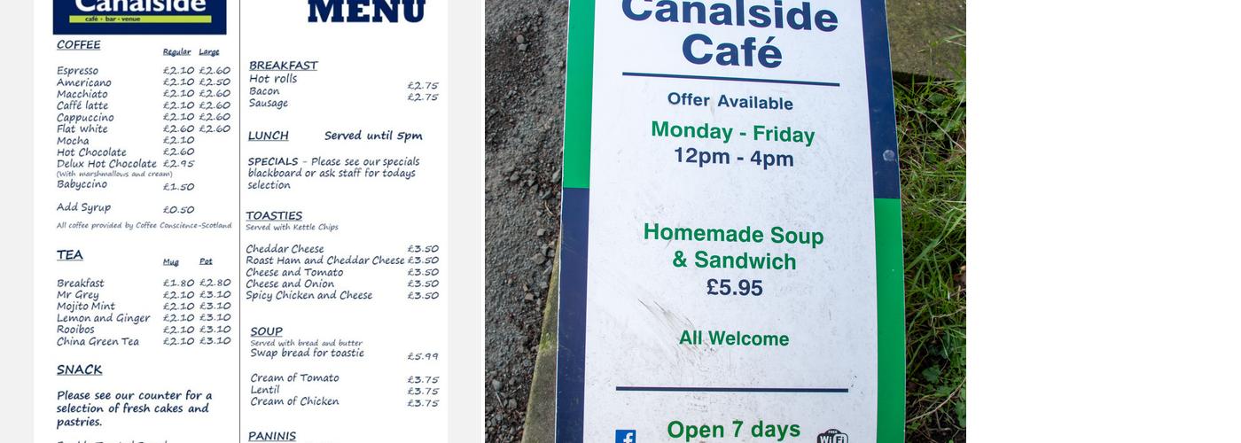 Canalside Cafe Bar Menu