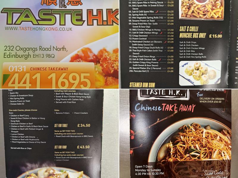 Taste Hong Kong Menu