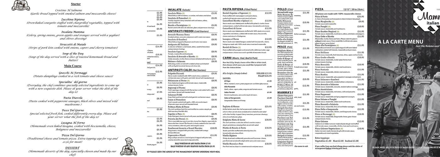 Mennato's Bistro Bar Menu