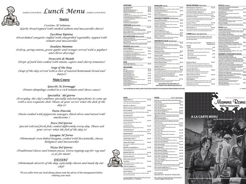 Mennato's Bistro Bar Menu