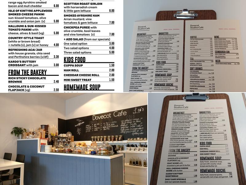 Dovecot Studios Cafe Menu