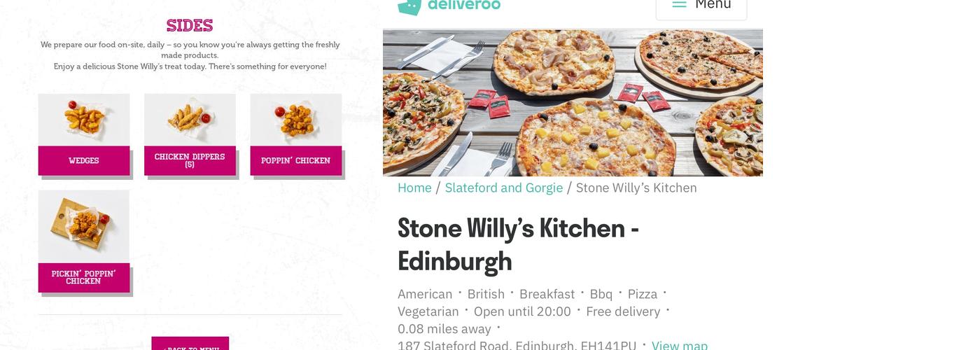 Stone Willy's Kitchen - Edinburgh Menu