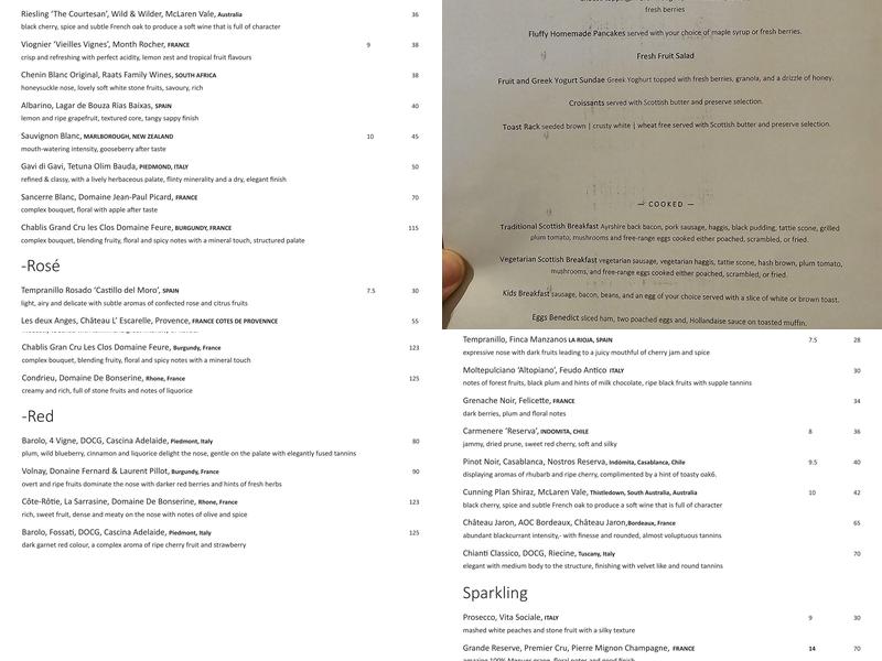 The Dunstane Restaurant & Bar Menu