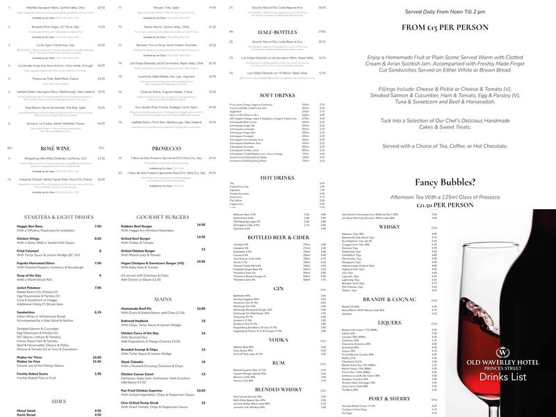 The Abbotsford Room Bar & Lounge Menu