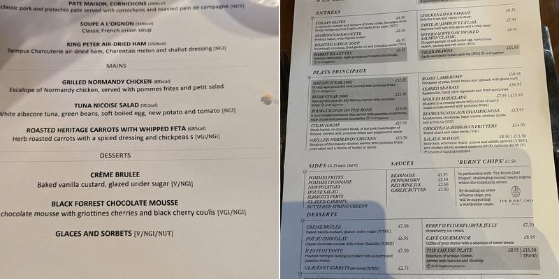 Bistro du Vin Edinburgh Menu