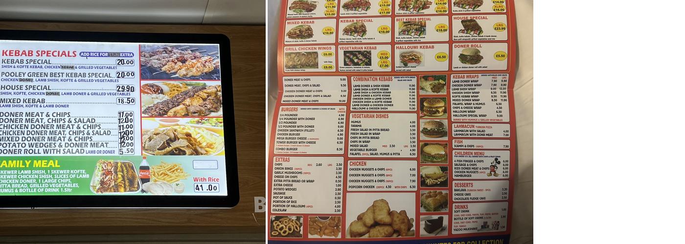 POOLEY GREEN BEST KEBAB HOUSE Menu