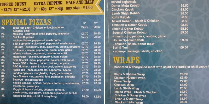 Istanbul Pizza & Kebab House Menu