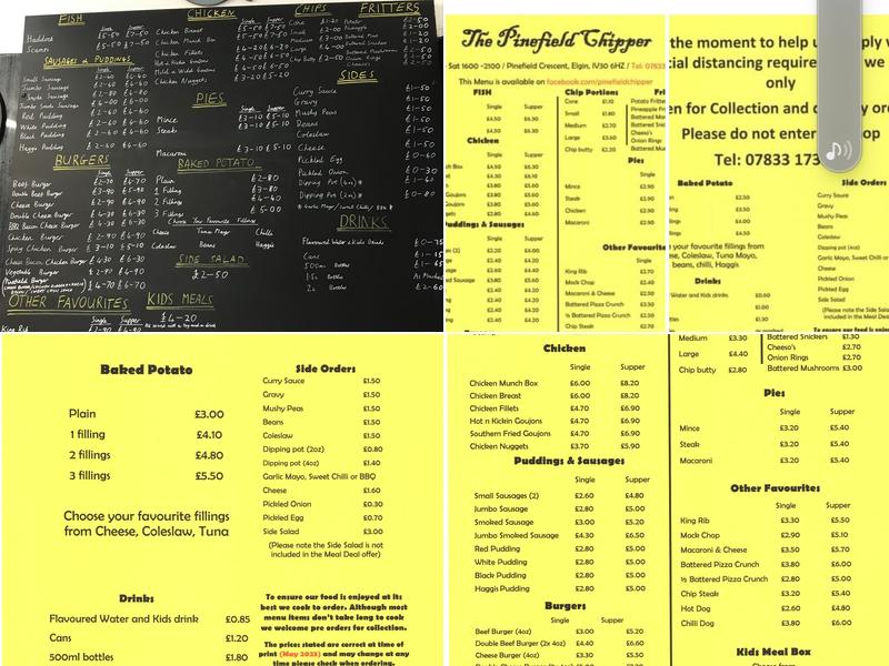 Pinefield Chippy Menu
