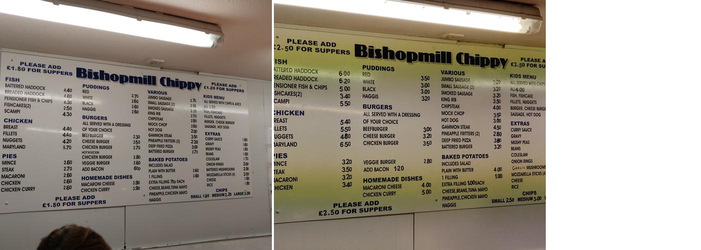 Bishopmil Chippy Menu