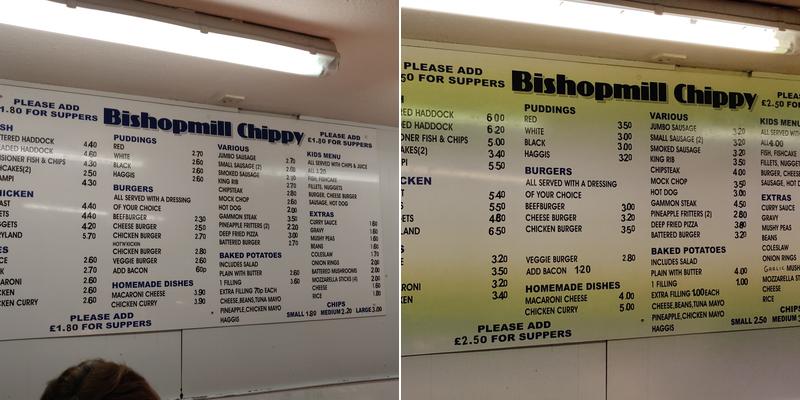 Bishopmil Chippy Menu
