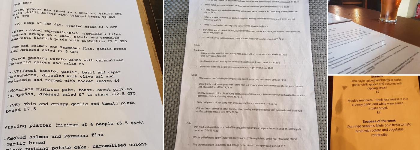 The Golden Fleece Menu