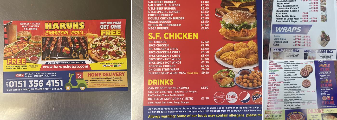 Haruns Kebab House Menu