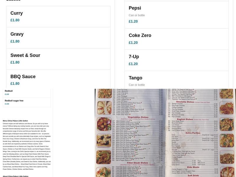 China Palace Chinese Takeaway Menu