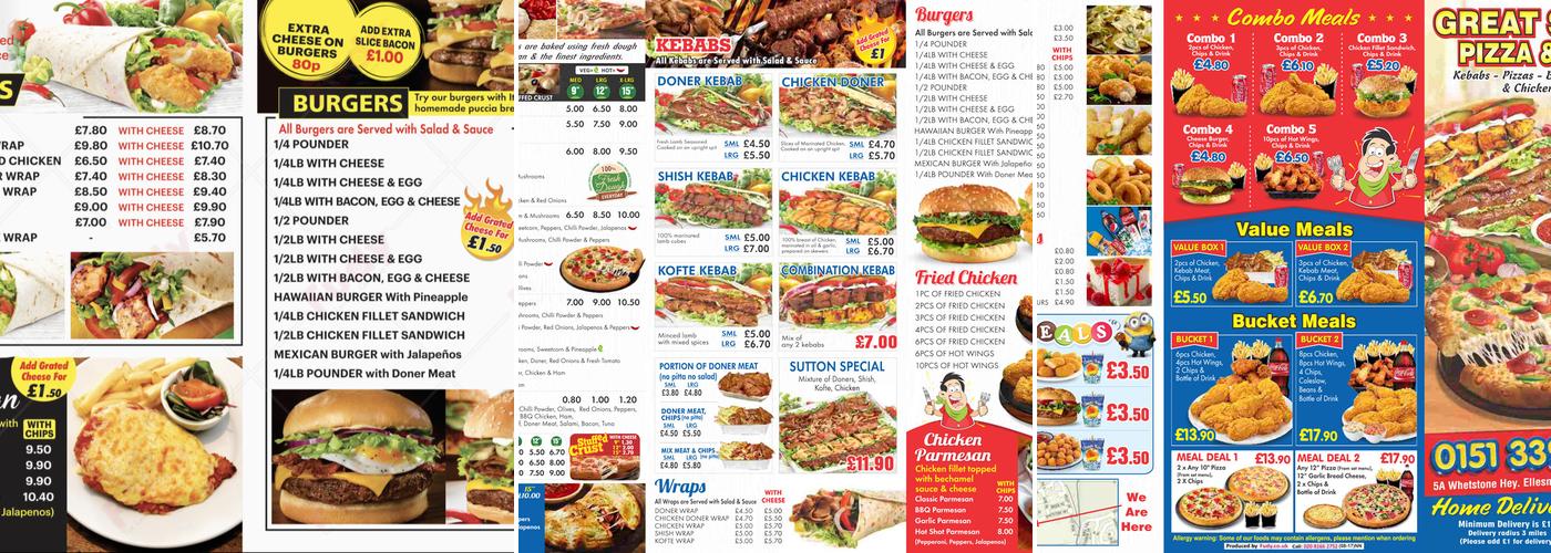 Great Sutton Pizza & Kebab Menu