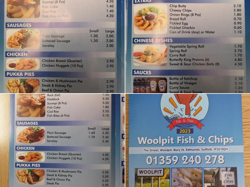 Woolpit Fish & Chip Shop Menu