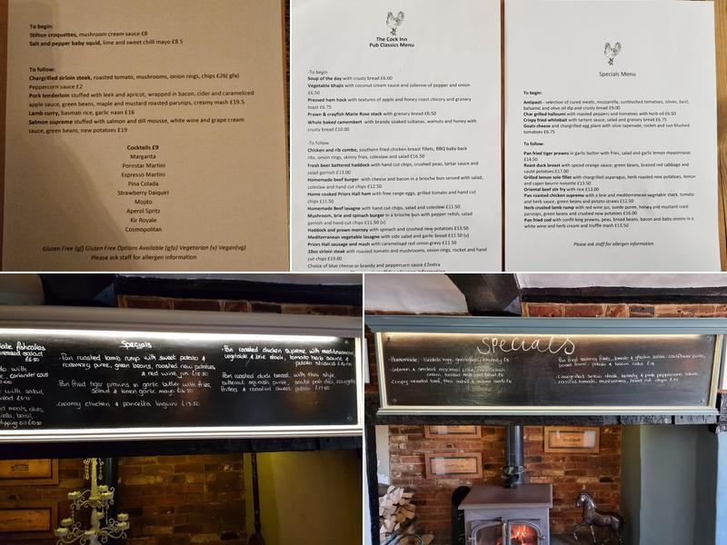 The Cock Inn Menu