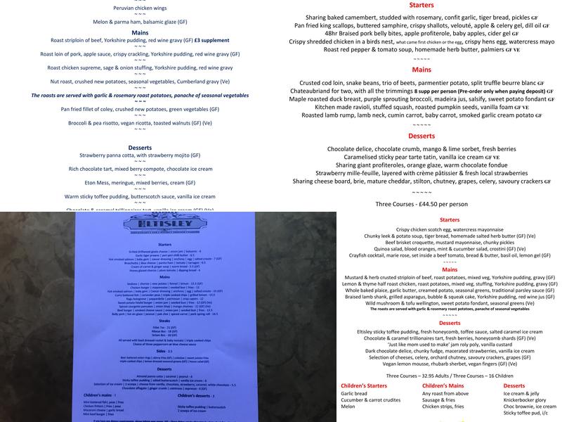 The Eltisley Menu