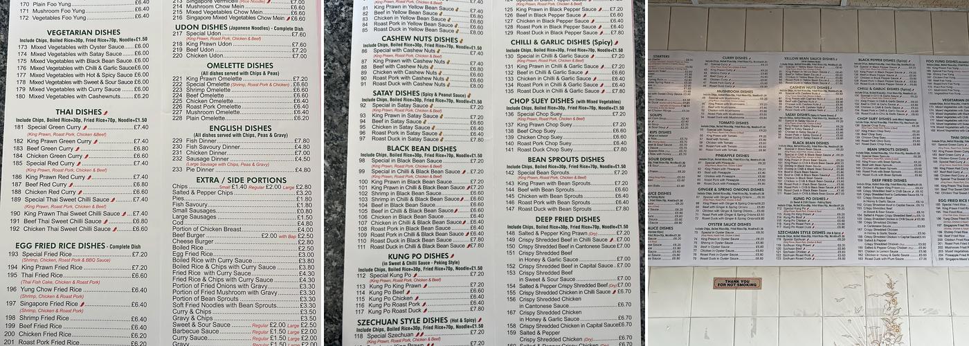 Jade Chinese Takeaway Menu
