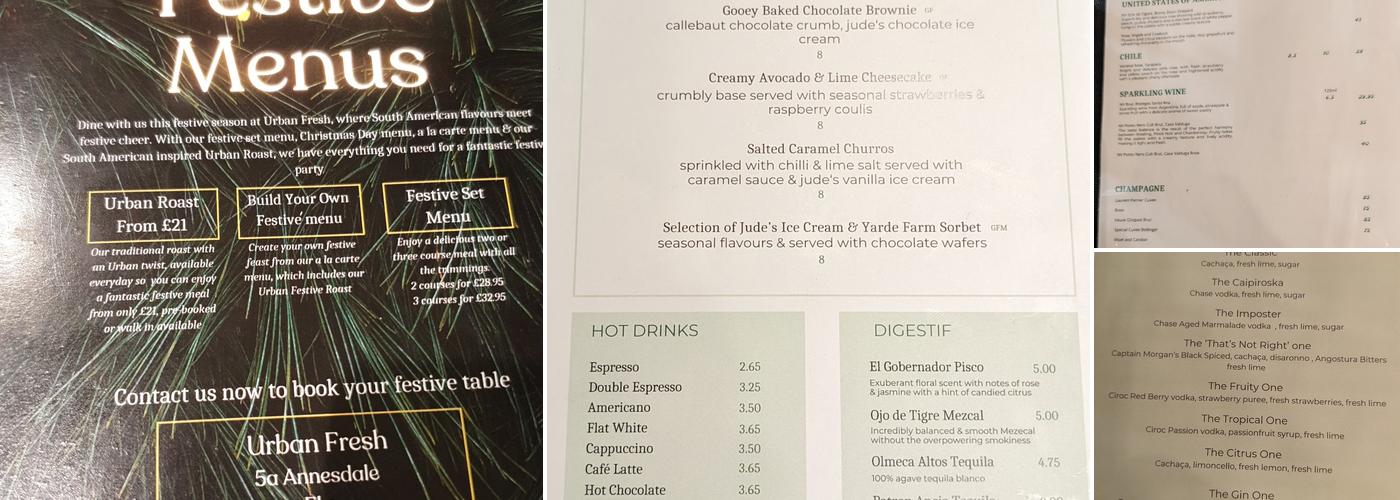 Urban Fresh Ely Menu