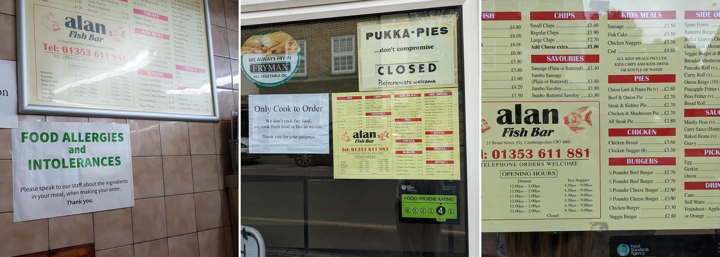 Alan Fish Bar Menu