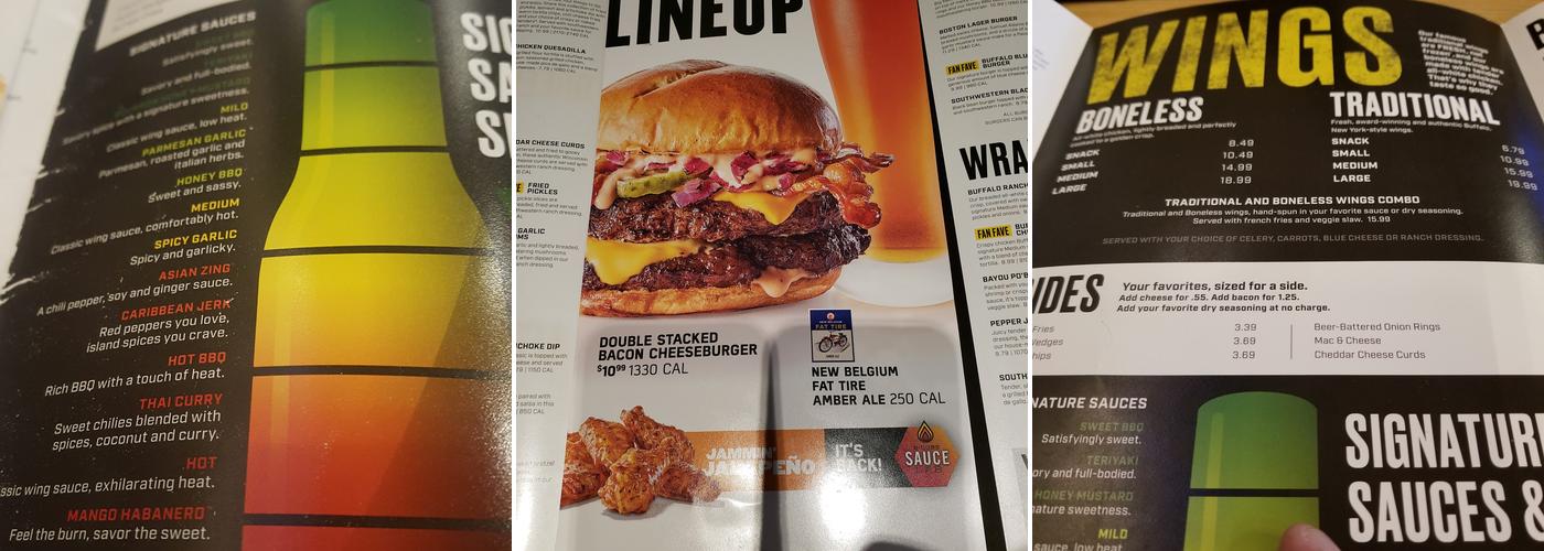 Buffalo Wild Wings Menu