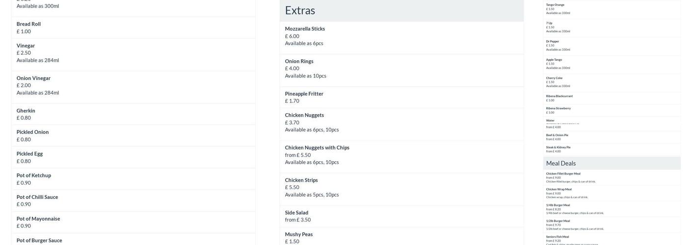 The Codfather Fish & Chips Menu