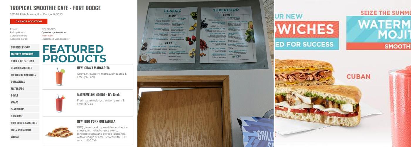 Tropical smoothie cafe Menu