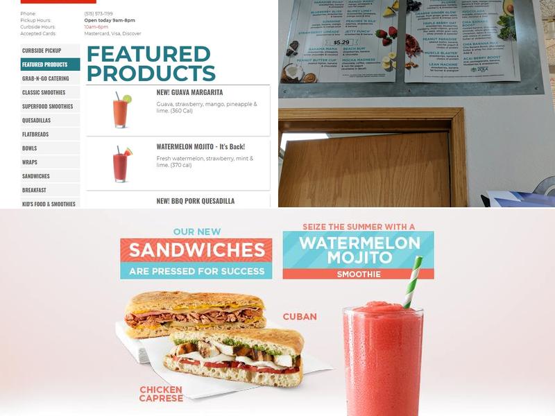 Tropical smoothie cafe Menu