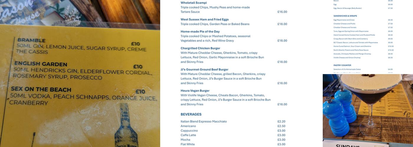 JJ's and Johnny's Tap Room Menu