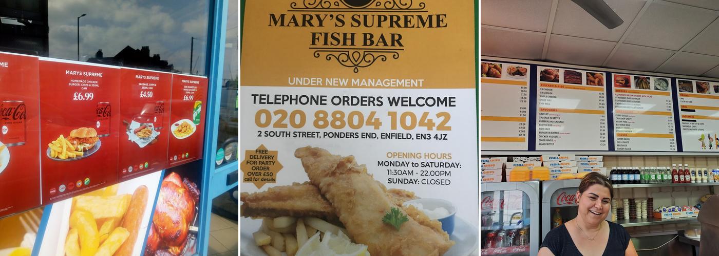Marys Supreme Fish Bar Menu