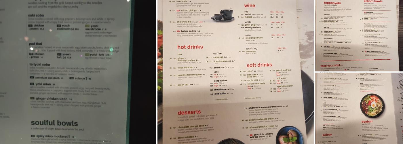 wagamama enfield Menu