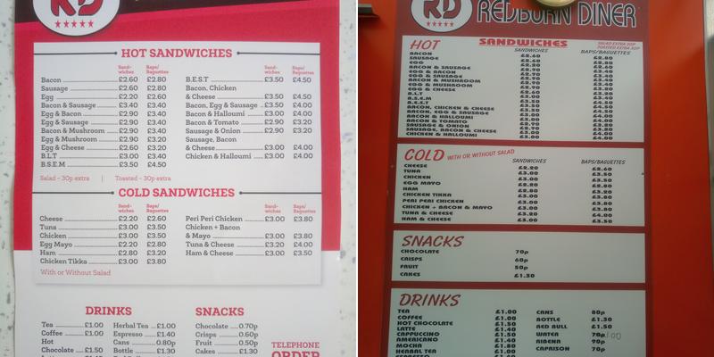 Redburn Diner Menu