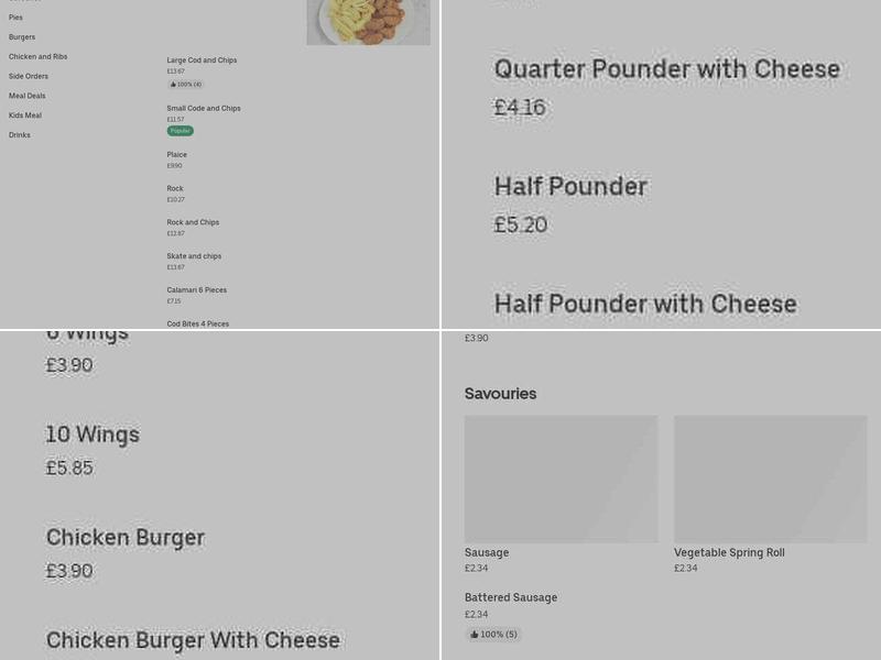 Firs Lane Local Fish & Chips Menu