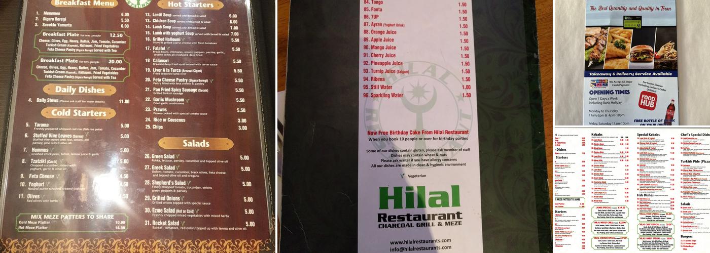 Hilal Restaurant Menu