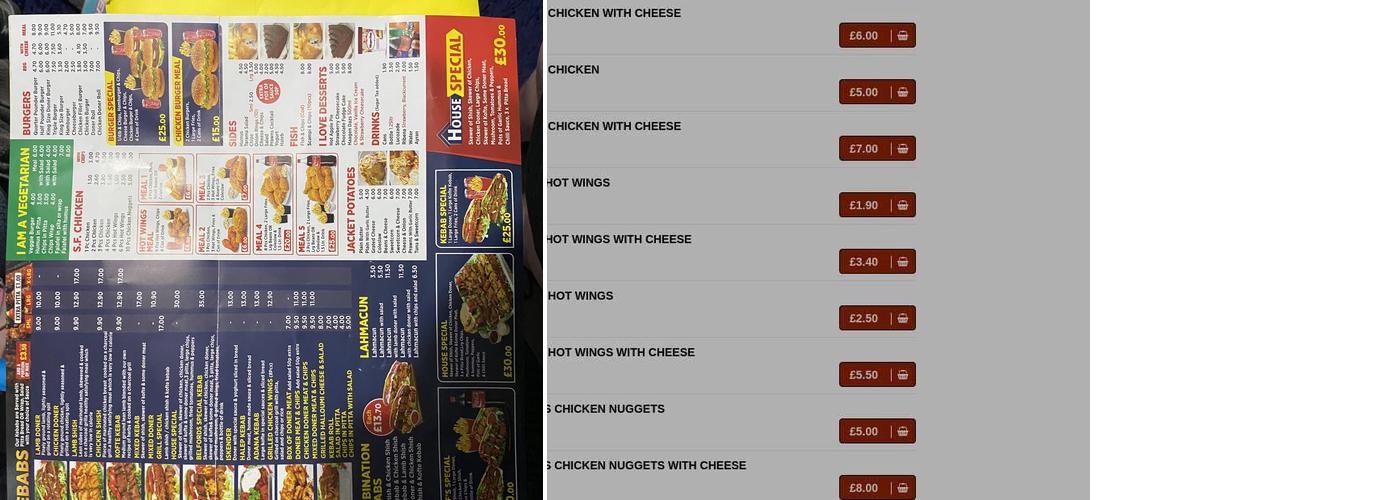 Belfords Kebab and Pizza Menu