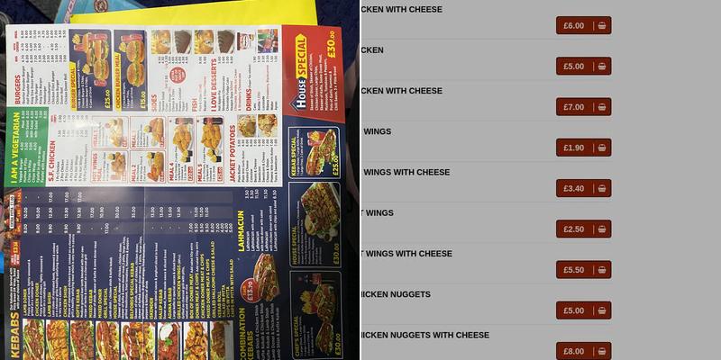 Belfords Kebab and Pizza Menu