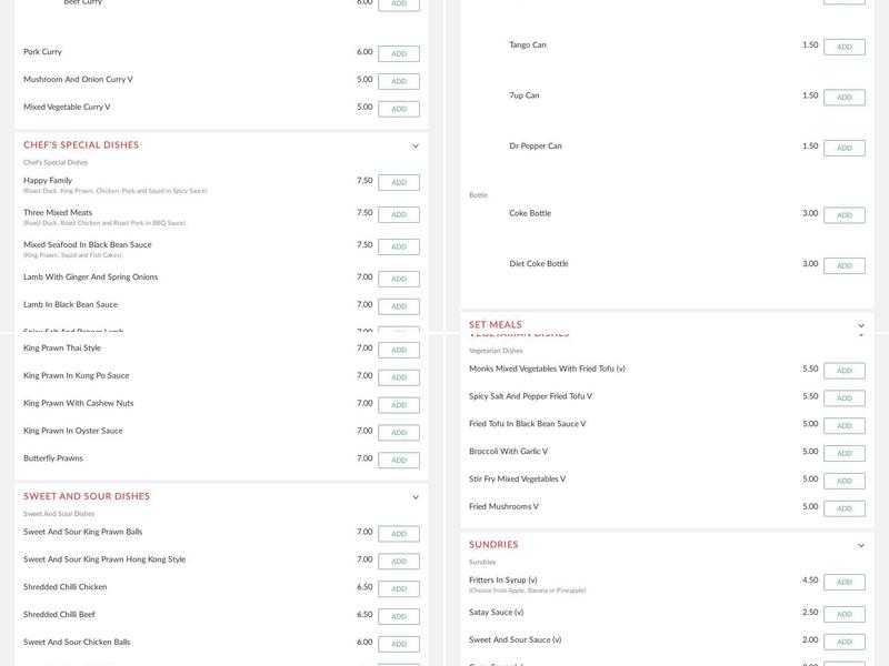 Good Fortune Chinese Takeaway Menu