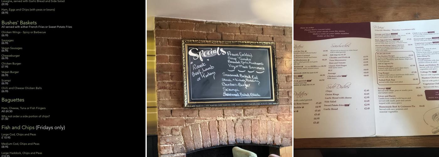 The Garnon Bushes Menu