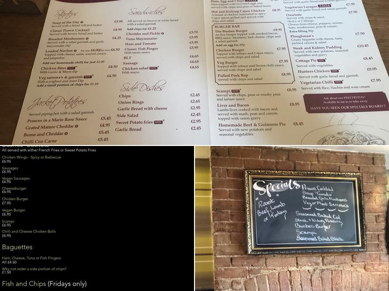 The Garnon Bushes Menu