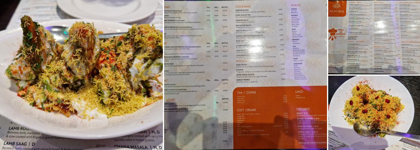 Yaadein Authentic Indian Restaurant | Epsom Menu