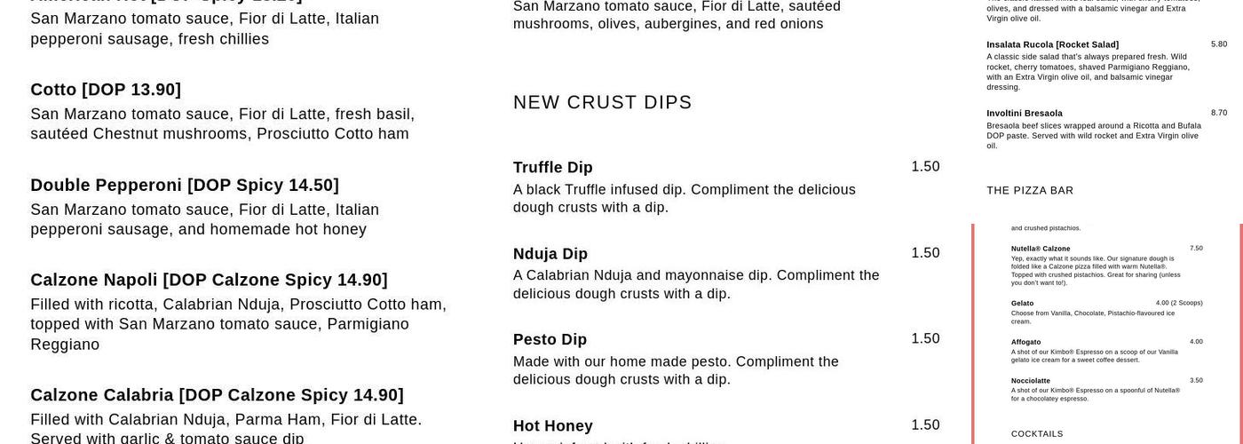 Pizzerium Epsom Menu