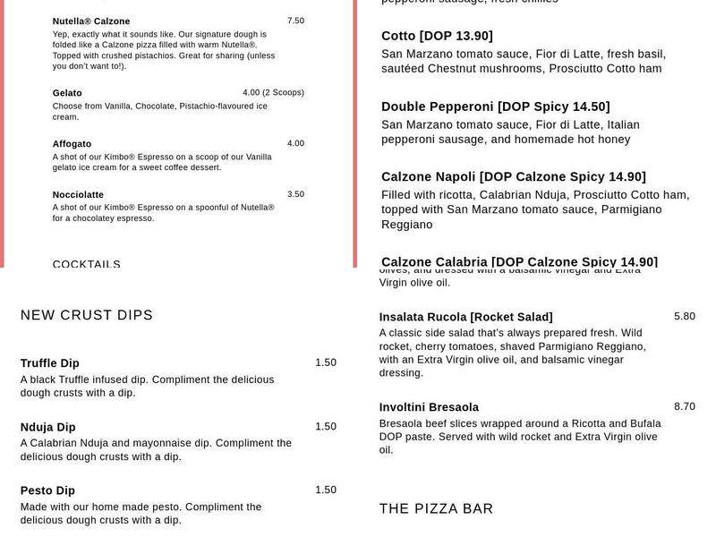 Pizzerium Epsom Menu