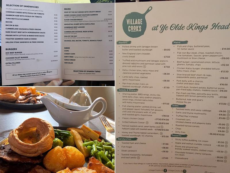 Ye Olde Kings Head Menu