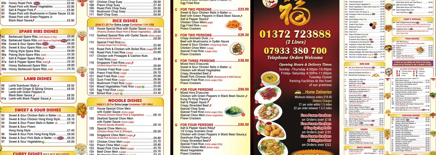 Top Chef Chinese Takeaway Menu