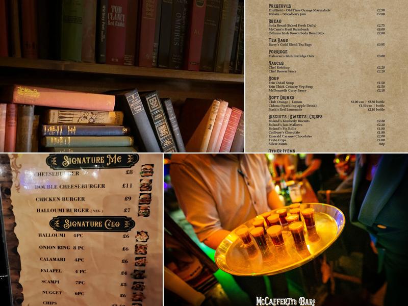 McCaffertys Bar, Epsom Menu