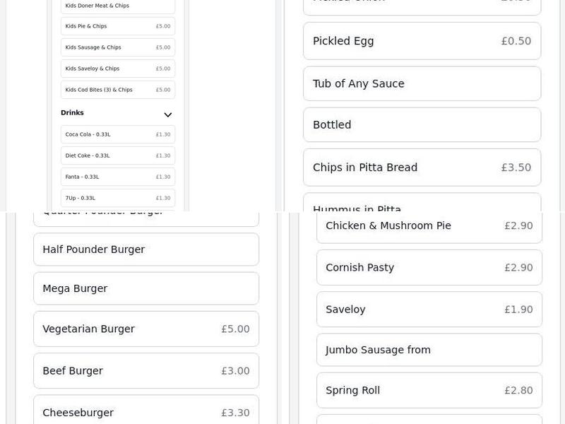 Elite Kebab & Fish Bar Menu
