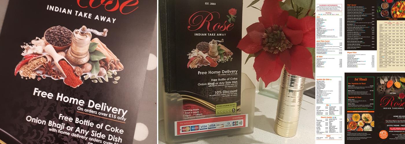 Rose Indian Takeaway, Epsom Menu