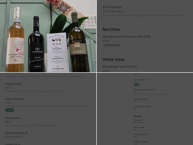 Pizzeria Ntunetta Menu