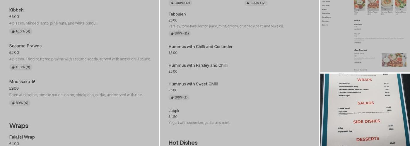 House of Hummus Cafe Menu
